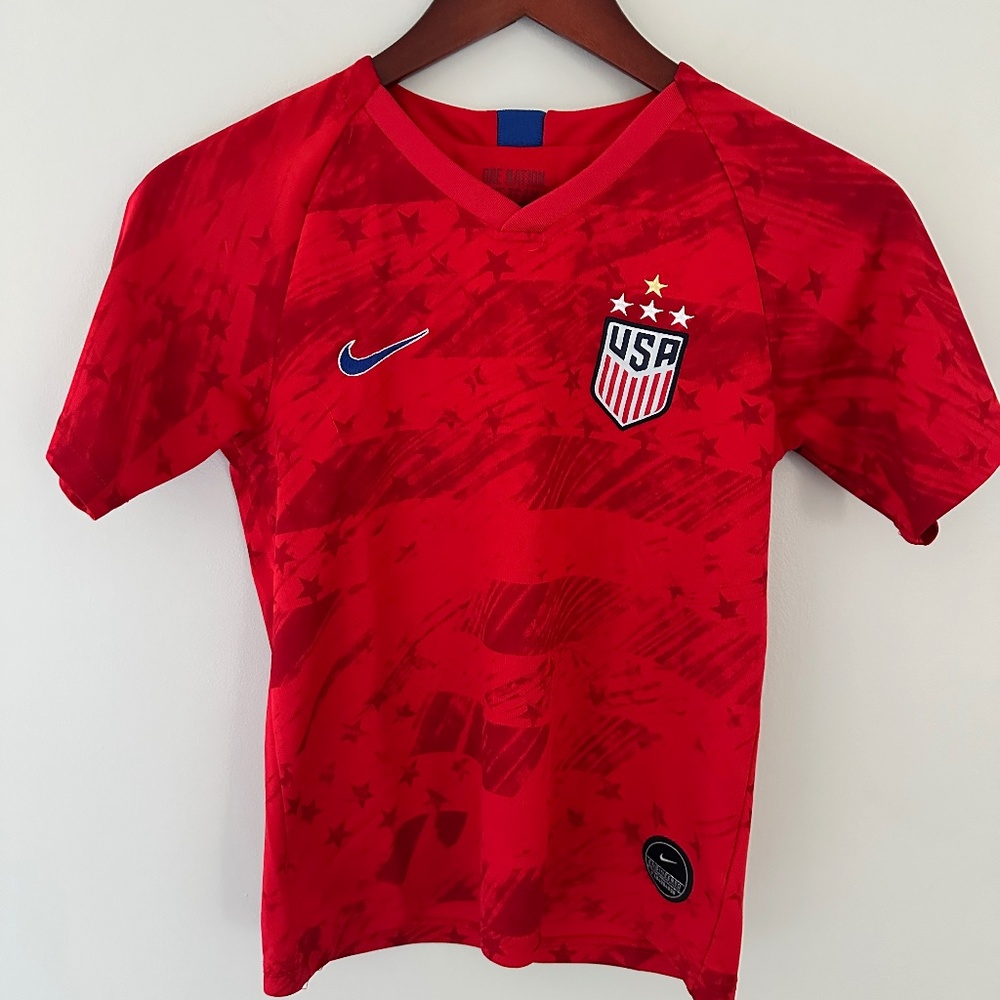 Nike Red USA Soccer Jersey with Blue Swoosh